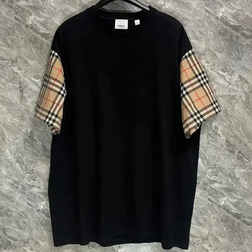 [BUNJANG] Burberry Check Cotton T-Shirt Black / [L] 버버리 체크 코튼 티셔츠 블랙