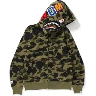 [BUNJANG] Bape Shark Camo Full Zip Hoodie / 베이프 샤크 카모 후드집업