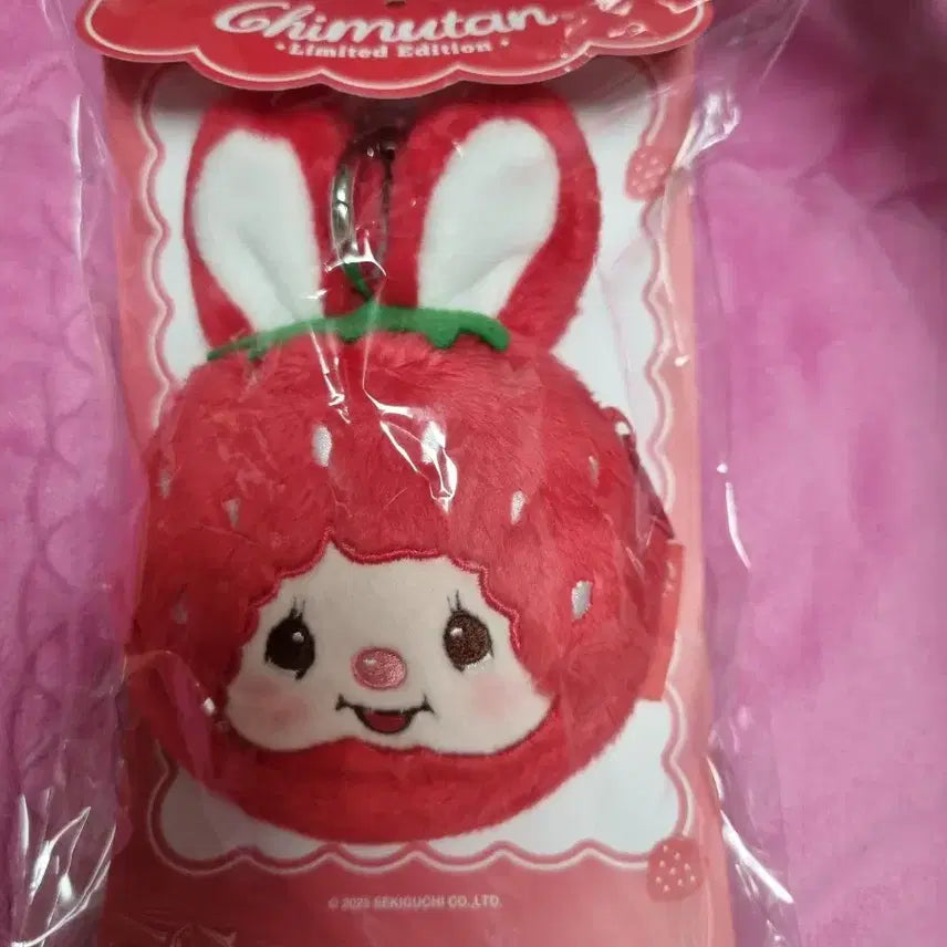 [BUNJANG] Monchhichi Strawberry Face Pouch / 딸기 몬치치 얼굴파우치