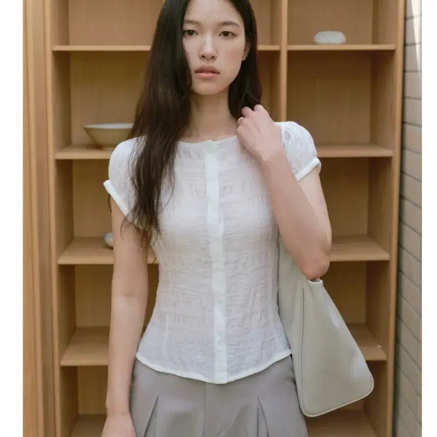 [BUNJANG] Yuje Rinkle Blouse White / 유제 링클 블라우스 화이트 S