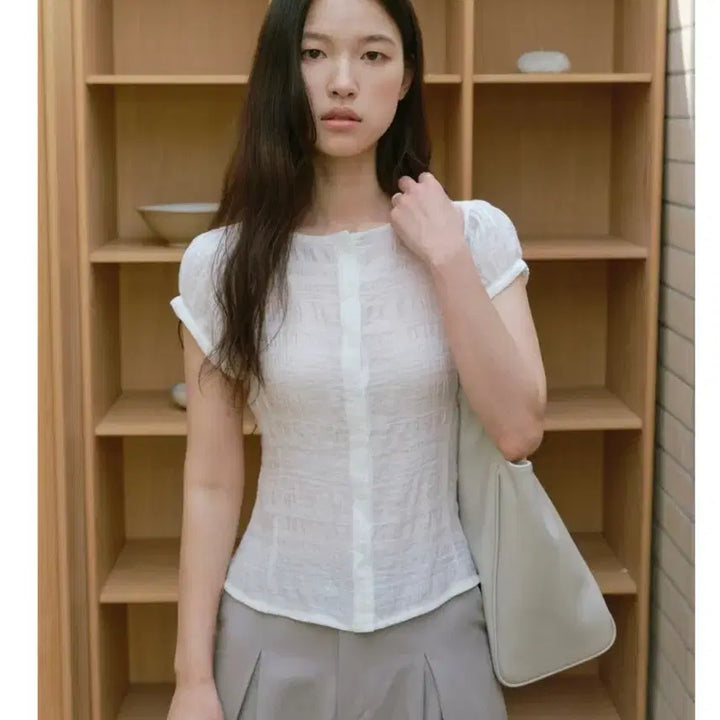 [BUNJANG] Yuje Rinkle Blouse White / 유제 링클 블라우스 화이트 S
