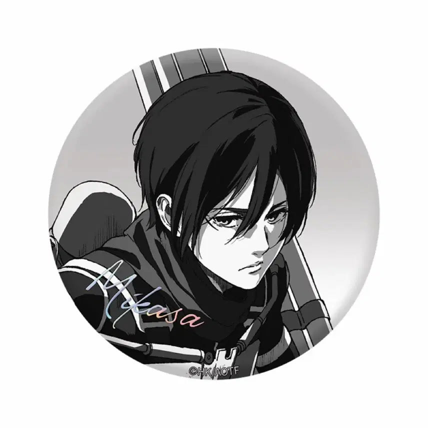 [BUNJANG] Attack on Titan Final Season Mikasa Ackerman Monochrome Can Badge / 진격의 거인 파이널 시즌 흑백 미카사 캔뱃지