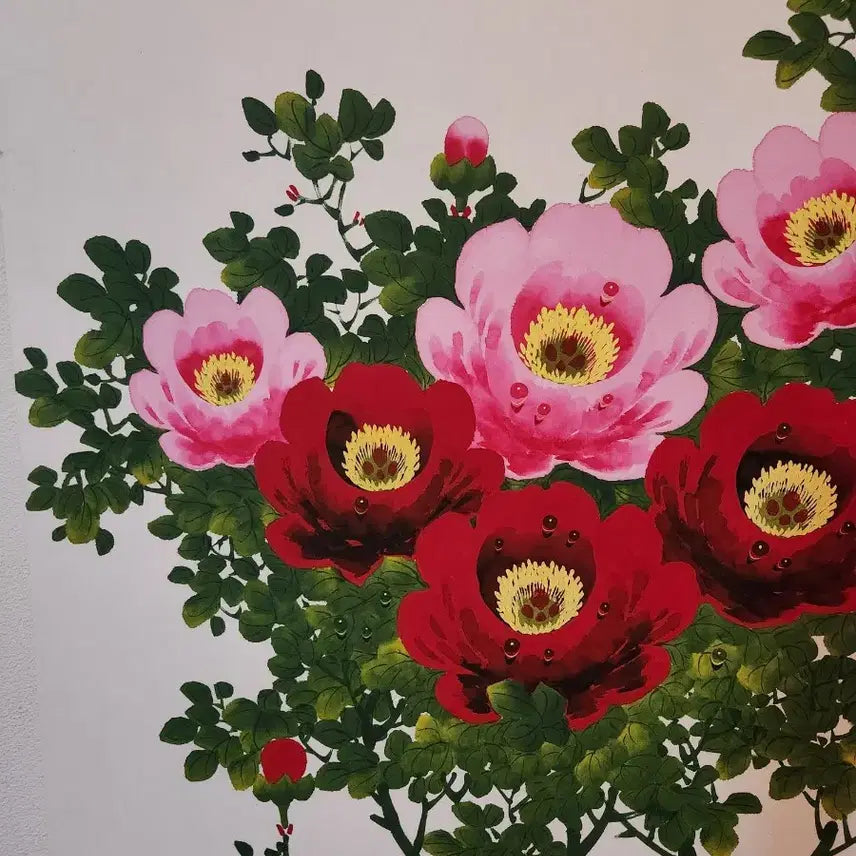 [BUNJANG] Peony Painting by Cheongcho Lee Kwang-seop, Symbolizing Wealth and Prosperity / 청초 이광섭 화백의 모란도 부귀와 영화를 담은 고귀한 예술의 숨결