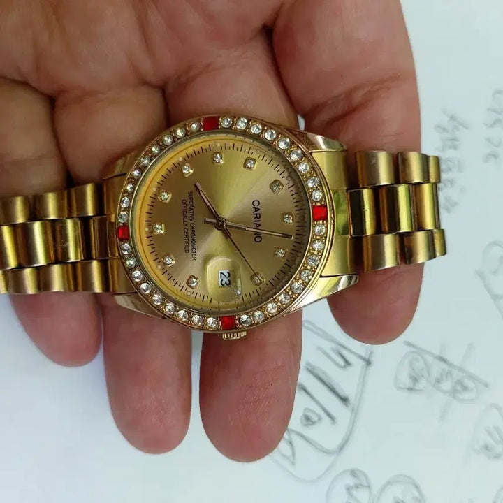 [BUNJANG] Carrano Gold Tone Combi Crystal Antique Watch / 카리아노 금장 시계 콤비 크리스탈 앤틱