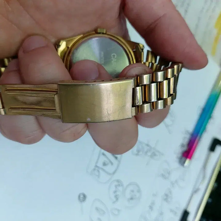 [BUNJANG] Carrano Gold Tone Combi Crystal Antique Watch / 카리아노 금장 시계 콤비 크리스탈 앤틱