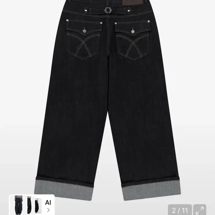 [BUNJANG] Arkam Cinch Back Denim Pants (Black) / 아캄 Cinch Back Denim Pants (Black)