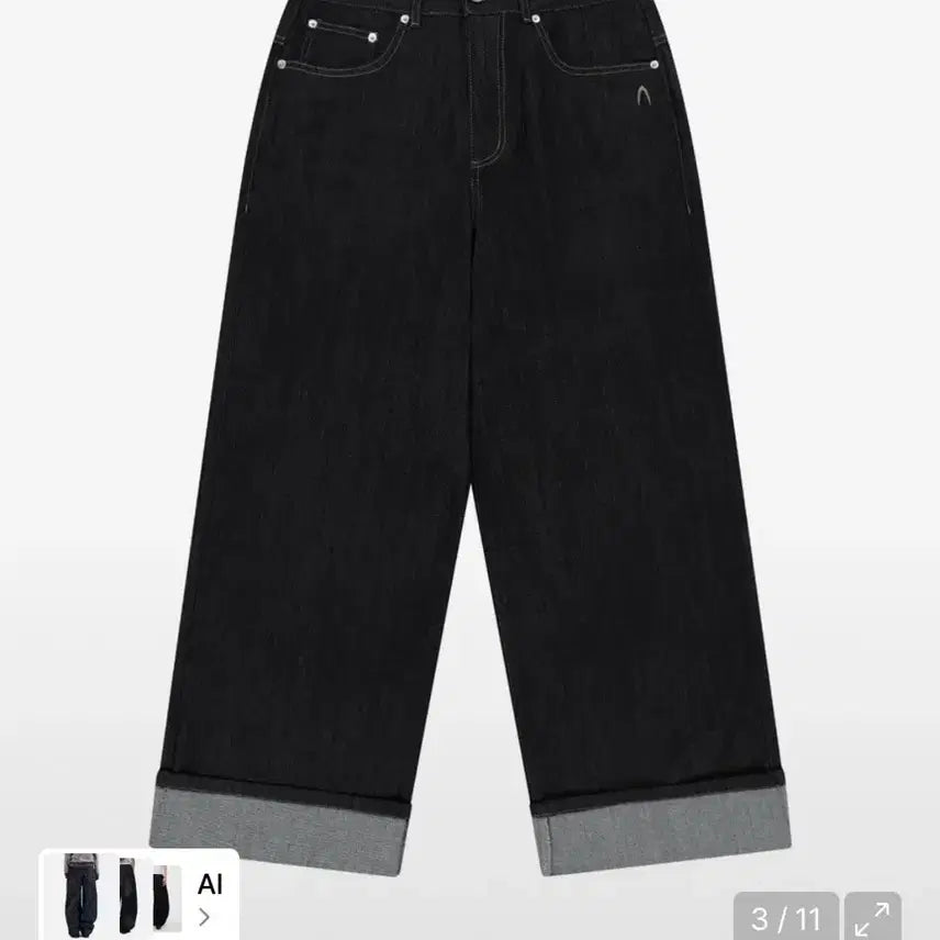 [BUNJANG] Arkam Cinch Back Denim Pants (Black) / 아캄 Cinch Back Denim Pants (Black)