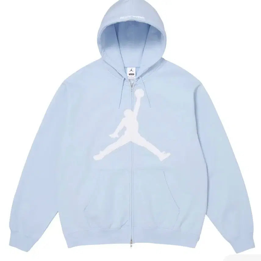 [BUNJANG] Supreme x Jordan Zip Up Hooded Sweatshirt Light Blue M / 슈프림 x 조던 집업 후드 스웨트셔츠 라이트 블루