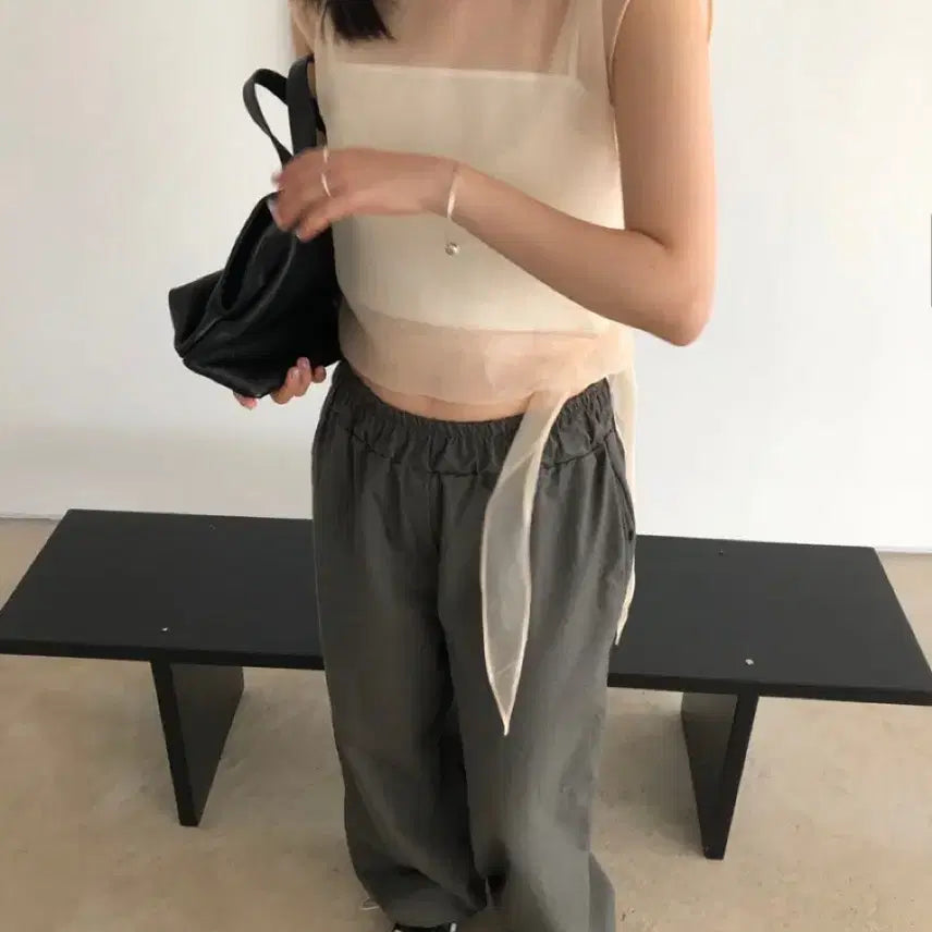 [BUNJANG] YIDO CO. Silky See-through Blouse (Light Yellow) / [이도씨] 이도씨 실키 시스루 블라우스 (라이트옐로우)