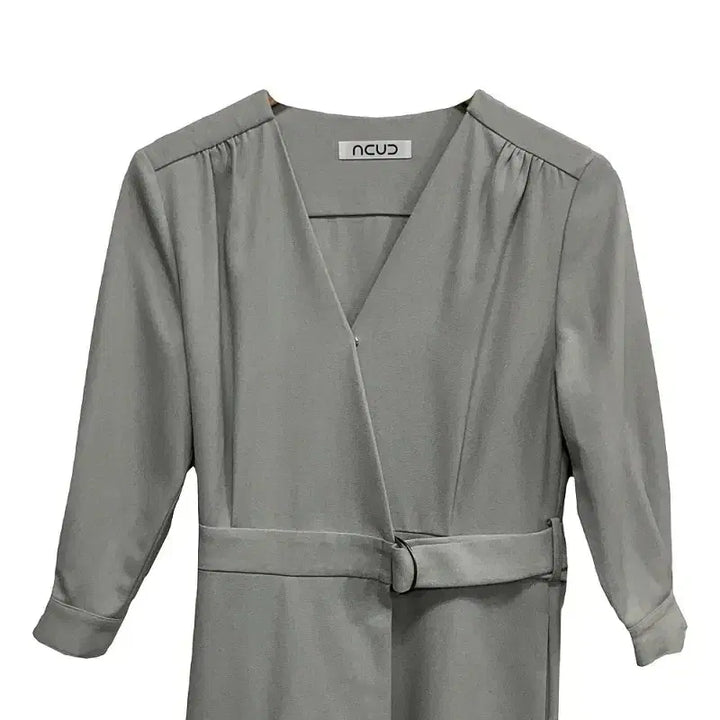 [BUNJANG] Akud Belted V-Neck Wrap Style Long Dress / 여S/아쿠드 벨티드 브이넥 랩 스타일 롱 원피스
