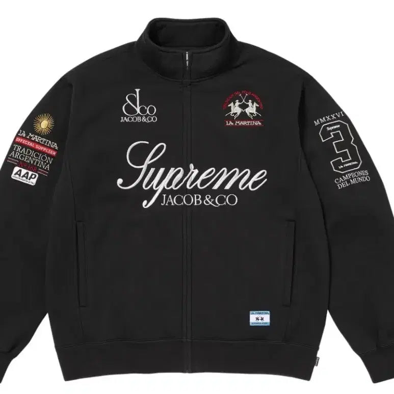 [BUNJANG] Supreme x La Martina x Jacob &amp; Co Zip Up Sweatshirt Black XL / 슈프림 x 라 마르티나 x 제이콥 앤 코 집업 스웨트셔츠 블랙