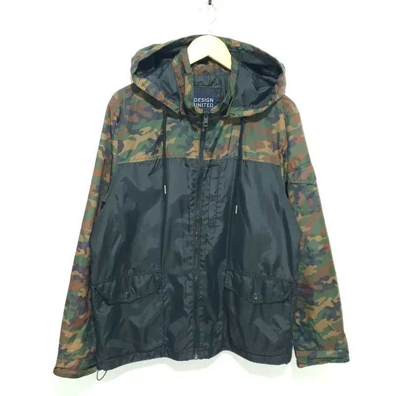 [BUNJANG] Design United Military Camo Colorblock Windbreaker Jacket / 디자인 유나이티드 밀리터리 카모 배색 바람막이 자켓 105_M2590