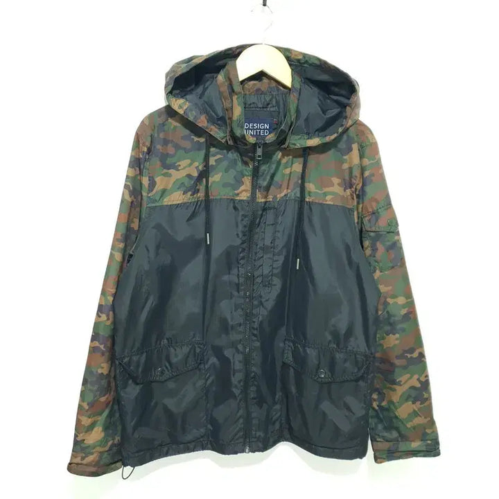 [BUNJANG] Design United Military Camo Colorblock Windbreaker Jacket / 디자인 유나이티드 밀리터리 카모 배색 바람막이 자켓 105_M2590