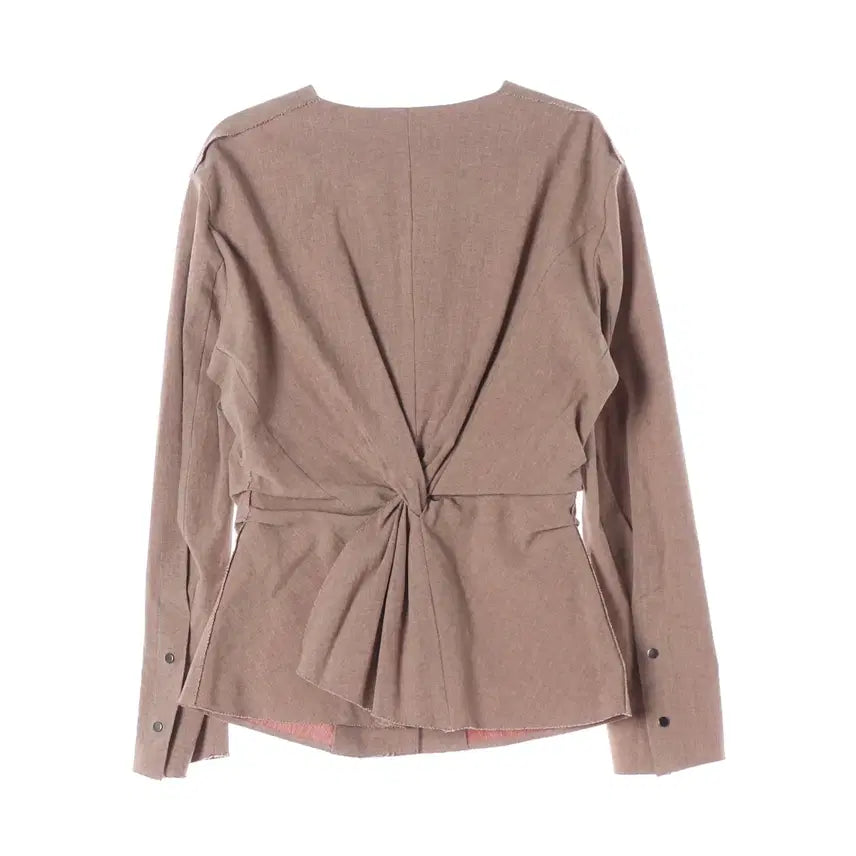 [BUNJANG] Lanvin Collection Back Drape Collarless Jacket Cotton Linen Blend / 랑방컬렉션 백 드레이프 코튼 린넨 혼방 칼라리스 재킷