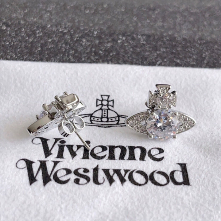 [BUNJANG] Vivienne Westwood Archive White Crystal Orb Earrings / 비비안웨스트우드 아카이브 화이트 크리스탈 orb 귀걸이