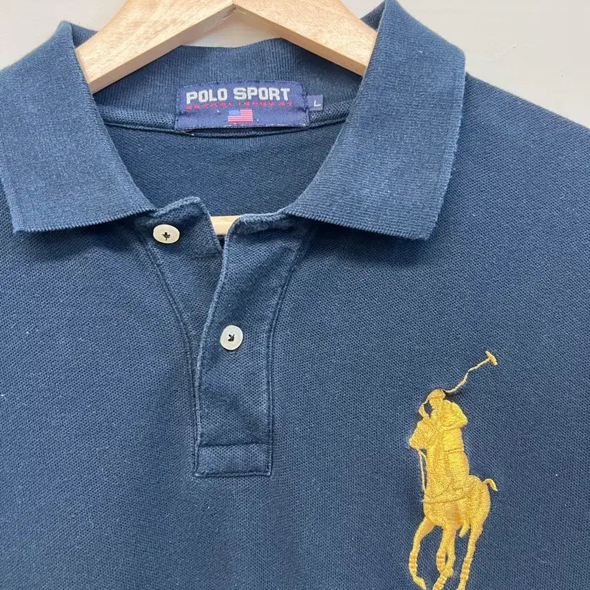 [BUNJANG] Polo Sport Big Pony Logo Polo Shirt Navy L / 폴로 스포츠 네이비 빅포니 카라티 L