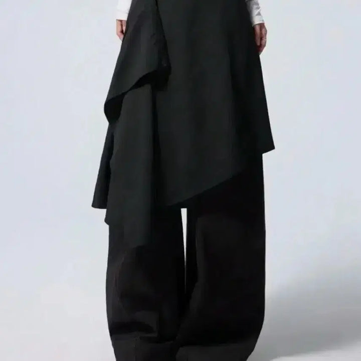 [BUNJANG] Black Layered Wrap Asymmetrical Skirt / 블랙 레이어드 랩 언발 스커트
