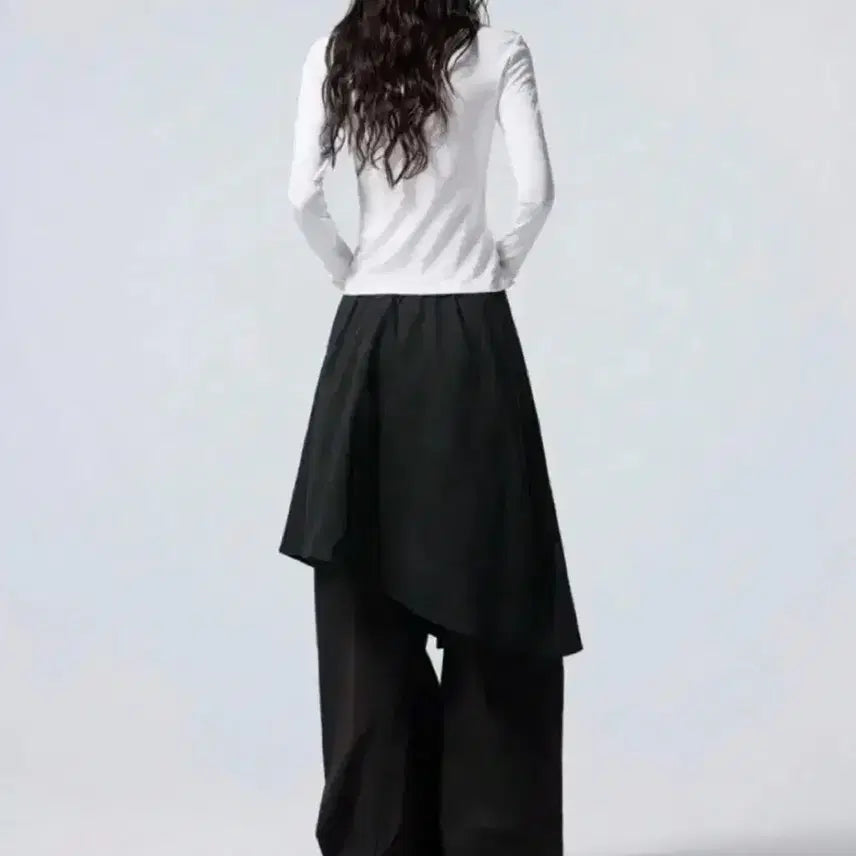 [BUNJANG] Black Layered Wrap Asymmetrical Skirt / 블랙 레이어드 랩 언발 스커트