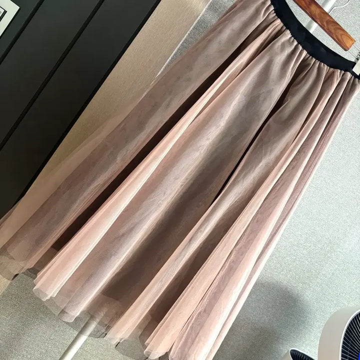 [BUNJANG] OMU Pink Black Full Layered Tulle Skirt / 오뮤 핑크 블랙 풀 샤스커트