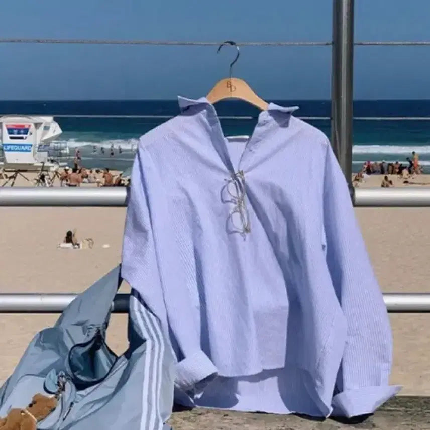 [BUNJANG] Baydely Stripe Oxford Boy Fit Shirt / 베이델리 스트라이프 보이핏 셔츠 옥스포드 단가라 셔츠