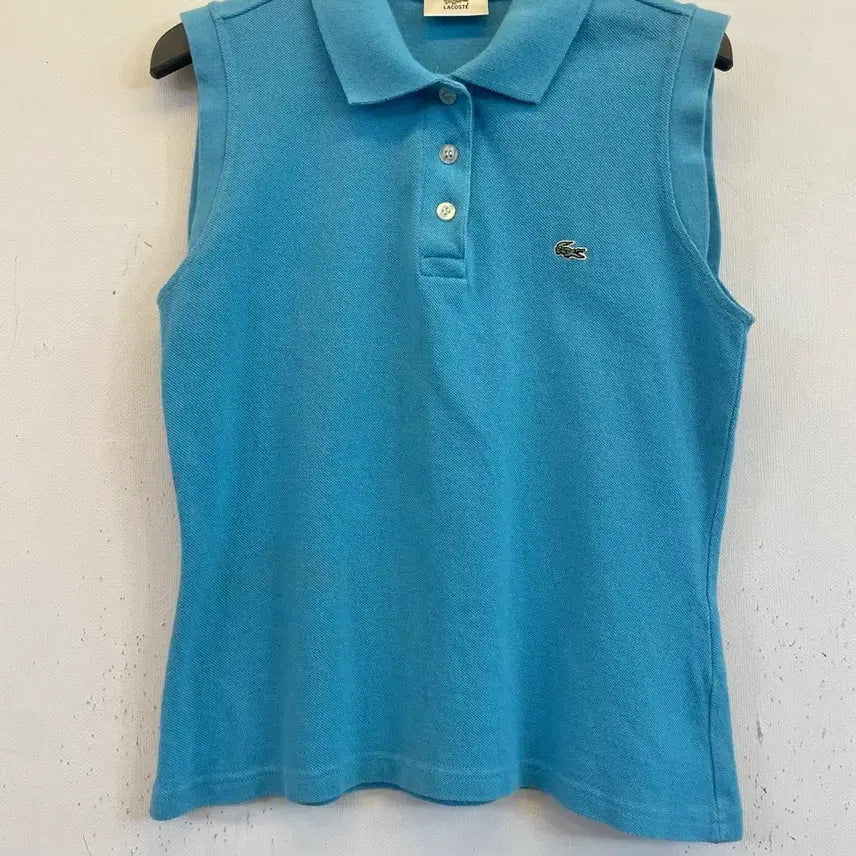 [BUNJANG] Lacoste Sleeveless Pique Polo Shirt Sky Blue / 라코스테 민소매카라티 PK 피케 슬리브리스나시