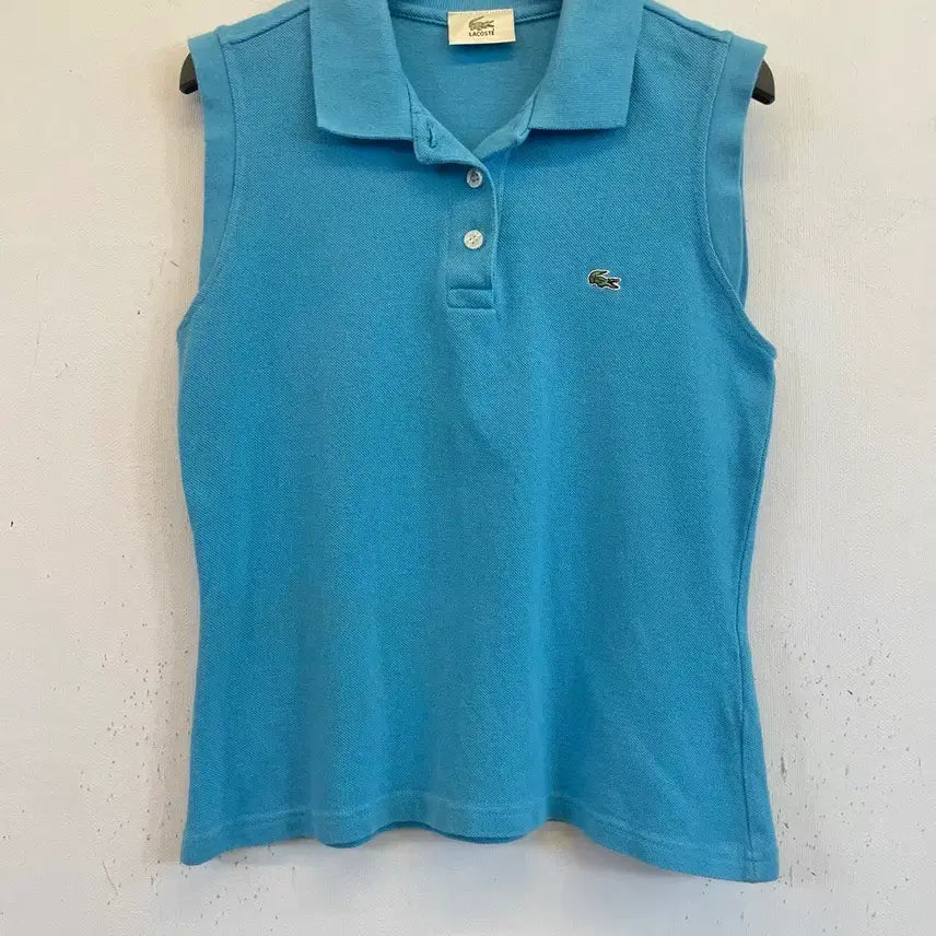 [BUNJANG] Lacoste Sleeveless Pique Polo Shirt Sky Blue / 라코스테 민소매카라티 PK 피케 슬리브리스나시