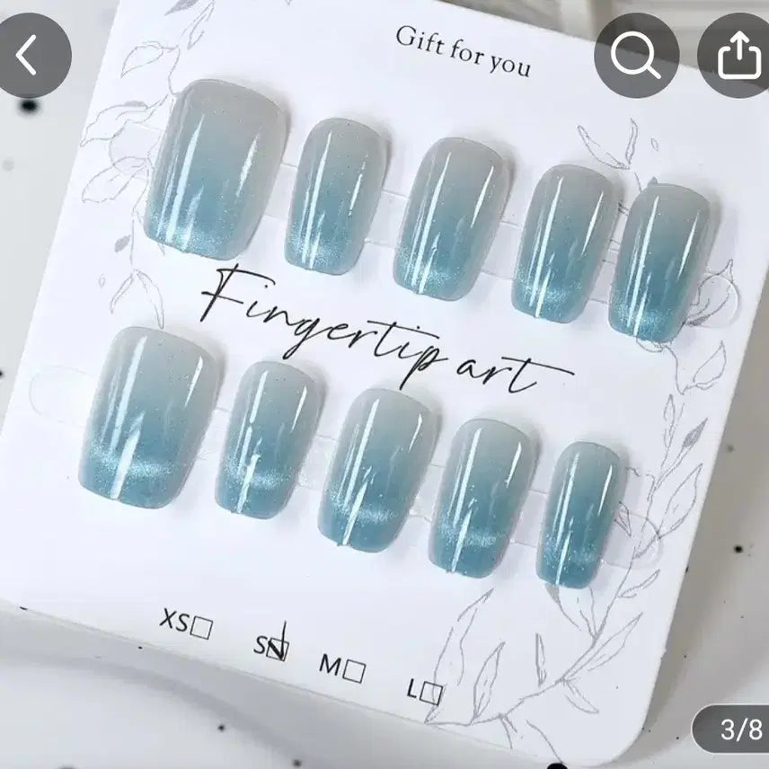 [BUNJANG] Handmade Sky Blue Nail Tips (M Size) / 여성 하늘색 네일팁 M사이즈 수제네일 알리 테무