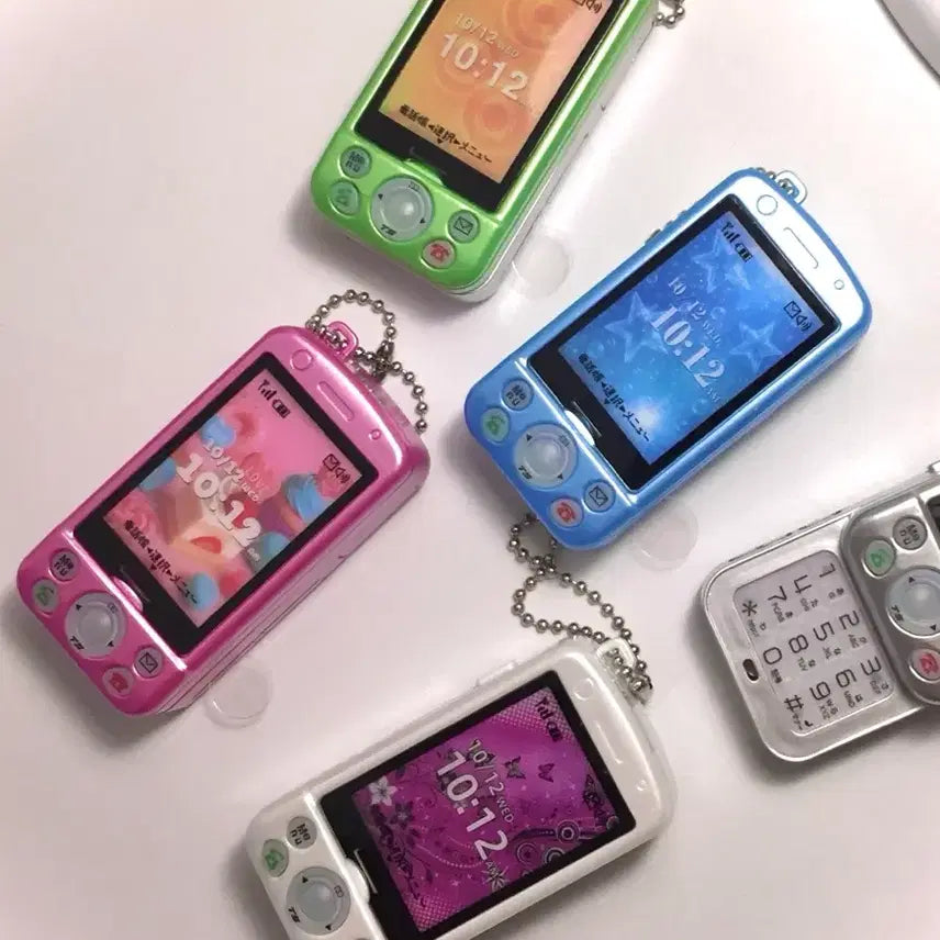 [BUNJANG] Toy Spirit Slide Phone Feature Phone Gacha Set (4 pcs) / 현물 4개 세트) 슬라이드폰 피처폰 가챠(녹음, 사진 교체 가능)