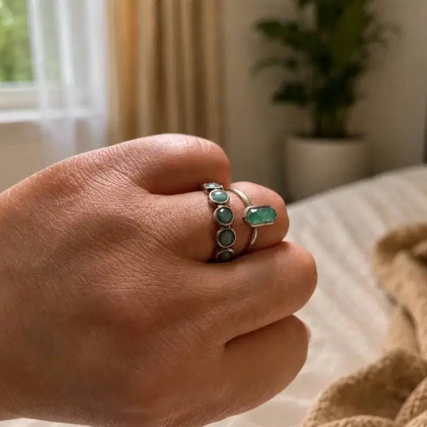 [BUNJANG] Natural Stone Silver 925 Ring Set / 원석실버 925 반지 세트