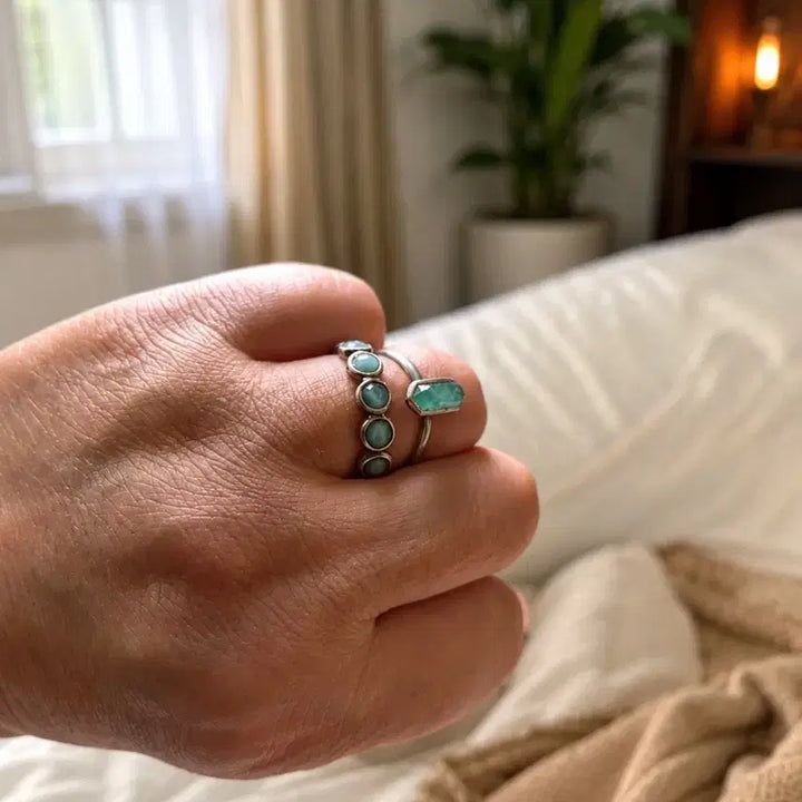 [BUNJANG] Natural Stone Silver 925 Ring Set / 원석실버 925 반지 세트