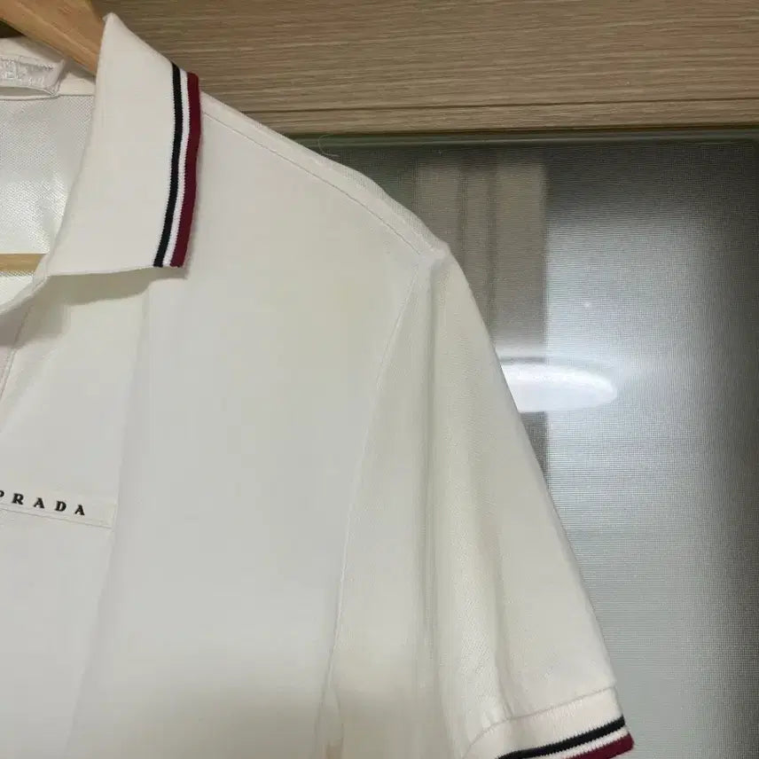 [BUNJANG] Prada White Short Sleeve Polo Shirt / 프라다 화이트 반팔 카라티 폴로셔츠 폴로티셔츠