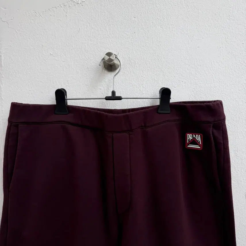 [BUNJANG] Prada Track Half Pants Burgundy Cotton XL / 프라다 트랙 하프 팬츠