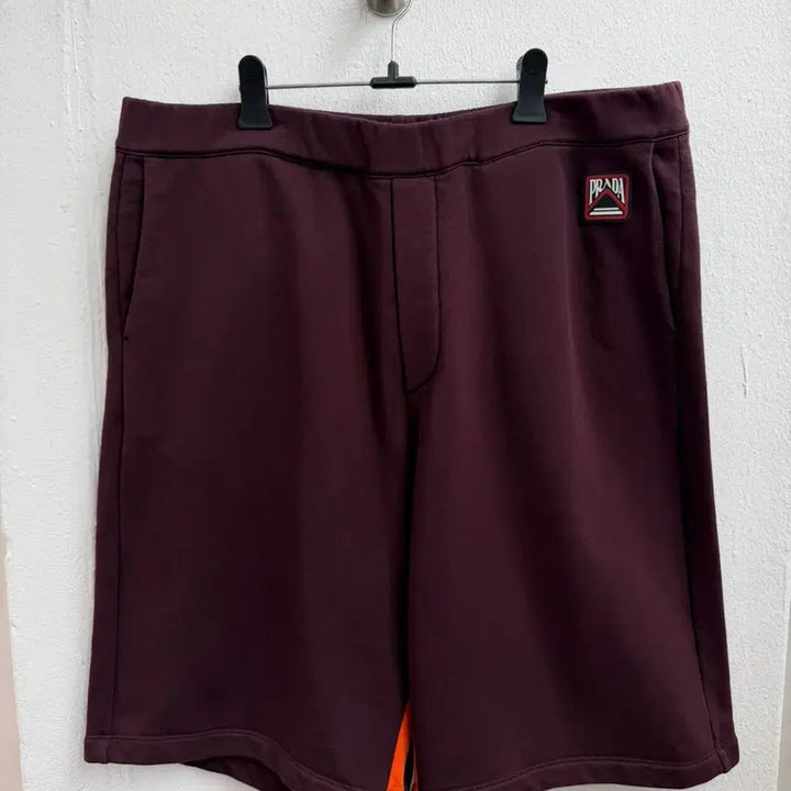 [BUNJANG] Prada Track Half Pants Burgundy Cotton XL / 프라다 트랙 하프 팬츠