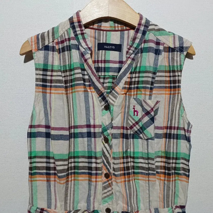 [BUNJANG] HAZZYS Sleeveless Checked Dress 90 / 해지스 맨소매 체크 원피스 90 (26A1388)