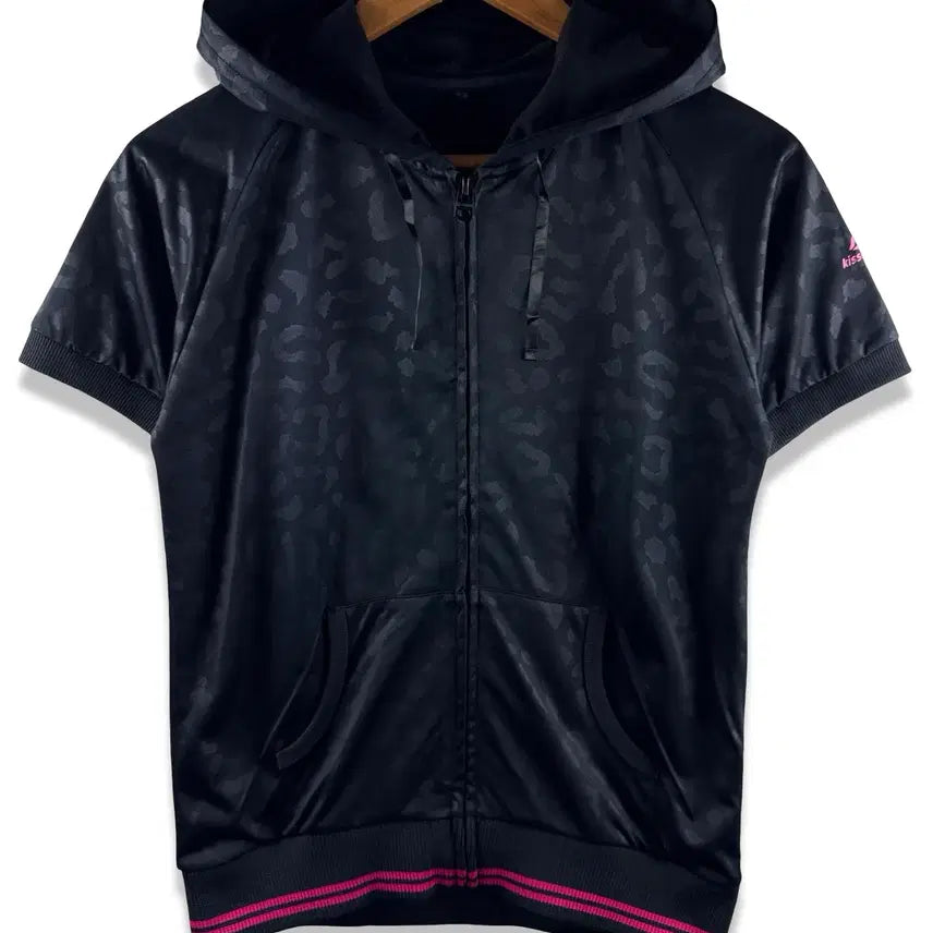 [BUNJANG] Kissmark Leopard Print Short Sleeve Hoodie Zip-Up / JPN 키스마크 레오파드 반팔 후드집업4130