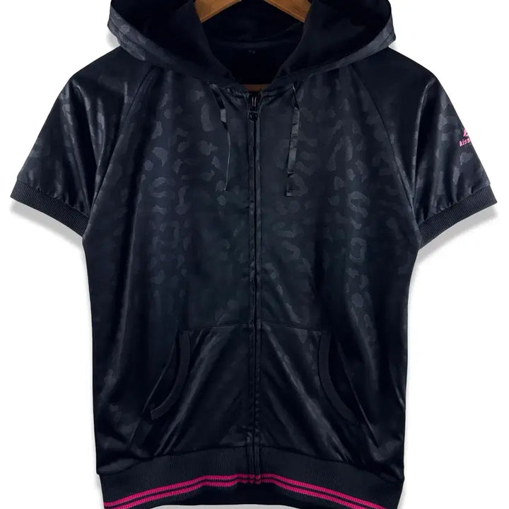 [BUNJANG] Kissmark Leopard Print Short Sleeve Hoodie Zip-Up / JPN 키스마크 레오파드 반팔 후드집업4130
