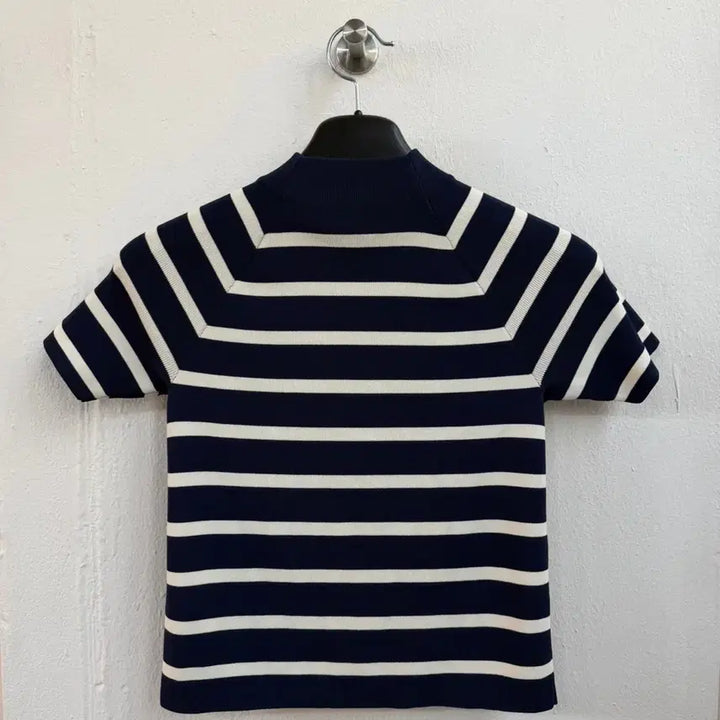 [BUNJANG] Lauren Ralph Lauren Striped Short Sleeve Knit Top / 로렌 랄프로렌 스트라이프 숏 슬리브 반팔 니트