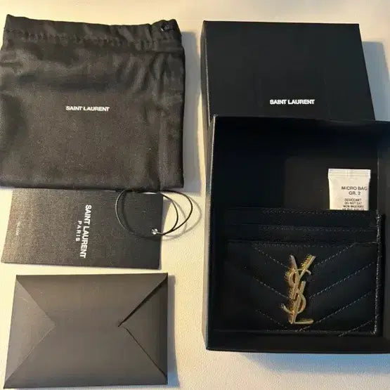 [BUNJANG] Saint Laurent Matelassé Card Wallet Black Gold Tone / 생로랑 마틀라세 카드지갑 블랙 금장