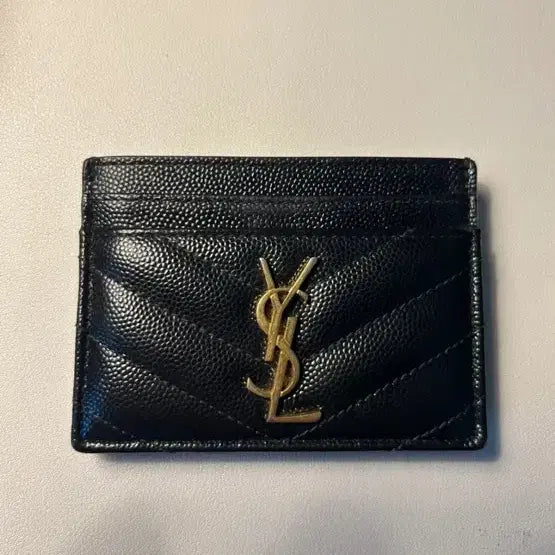 [BUNJANG] Saint Laurent Matelassé Card Wallet Black Gold Tone / 생로랑 마틀라세 카드지갑 블랙 금장