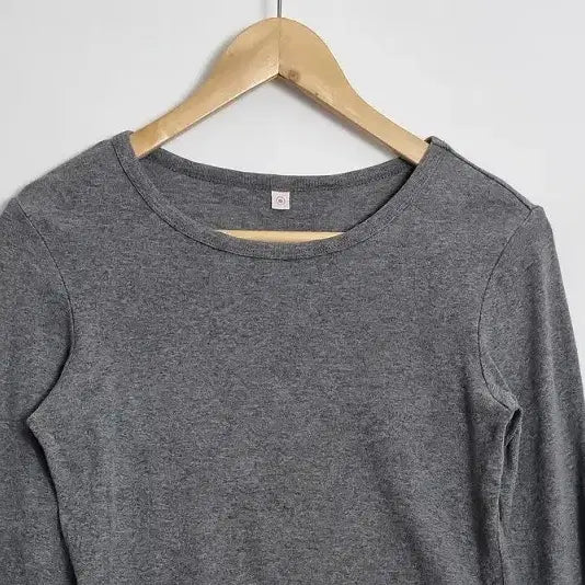 [BUNJANG] Uniqlo Grey Cotton Long Sleeve T-Shirt [M] / UNIQLO 유니클로 그레이 코튼 긴팔 티 [M] 여성 기본티셔