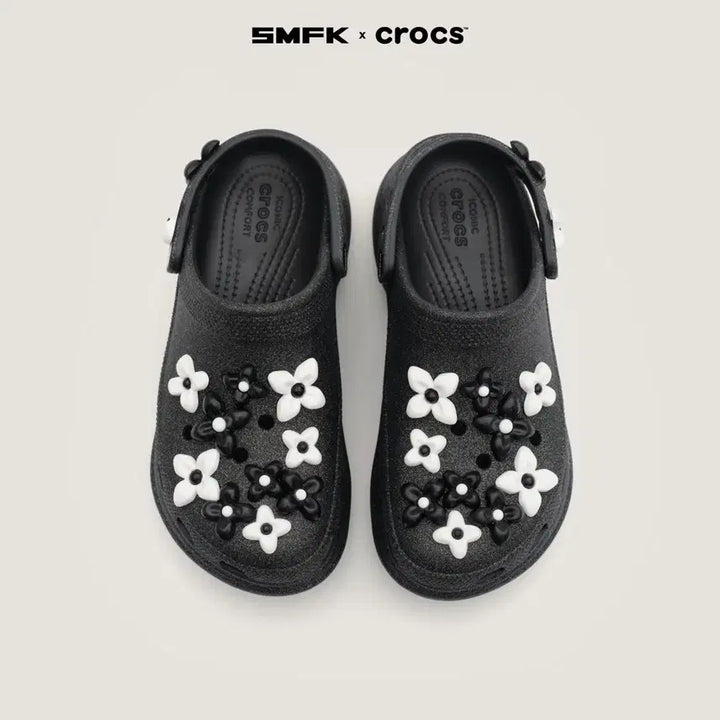 [BUNJANG] Crocs x SMFK Classic Bae Clog Black Glitter 240 / (W) 크록스 x 에스엠에프케이 클래식 베이 클로그 블랙 글리터 240
