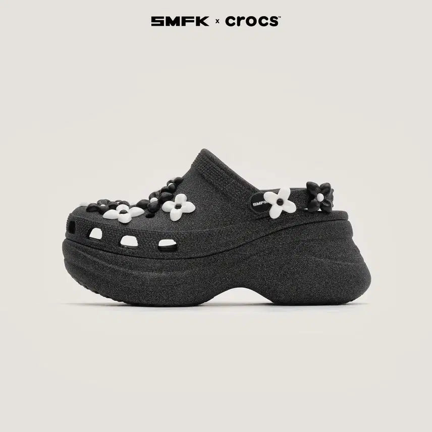 [BUNJANG] Crocs x SMFK Classic Bae Clog Black Glitter 240 / (W) 크록스 x 에스엠에프케이 클래식 베이 클로그 블랙 글리터 240