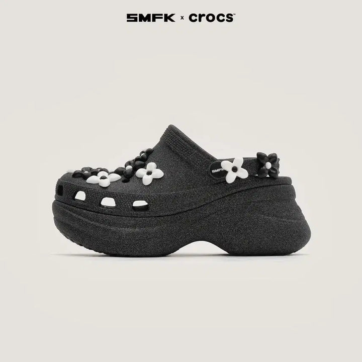 [BUNJANG] Crocs x SMFK Classic Bae Clog Black Glitter 240 / (W) 크록스 x 에스엠에프케이 클래식 베이 클로그 블랙 글리터 240