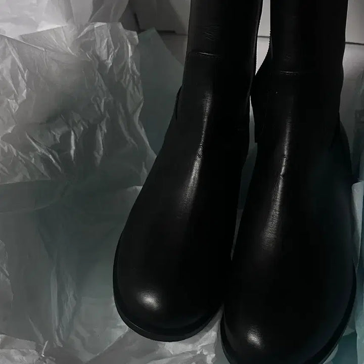 [BUNJANG] Karen White Genuine Leather Black Long Boots Size 235 / 카렌화이트 소가죽 블랙 롱부츠 235