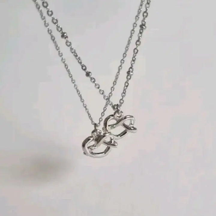 [BUNJANG] Surgical Steel Pretzel Layered Necklace / 써지컬 스틸 하트 프레첼 레이어드 목걸이