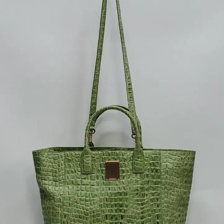 [BUNJANG] Couronne Josephine Crocodile Embossed Leather Tote &amp; Shoulder Bag / 쿠론 조세핀 와니 토트 앤 숄드백 / 천연가죽