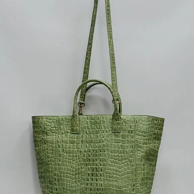[BUNJANG] Couronne Josephine Crocodile Embossed Leather Tote &amp; Shoulder Bag / 쿠론 조세핀 와니 토트 앤 숄드백 / 천연가죽