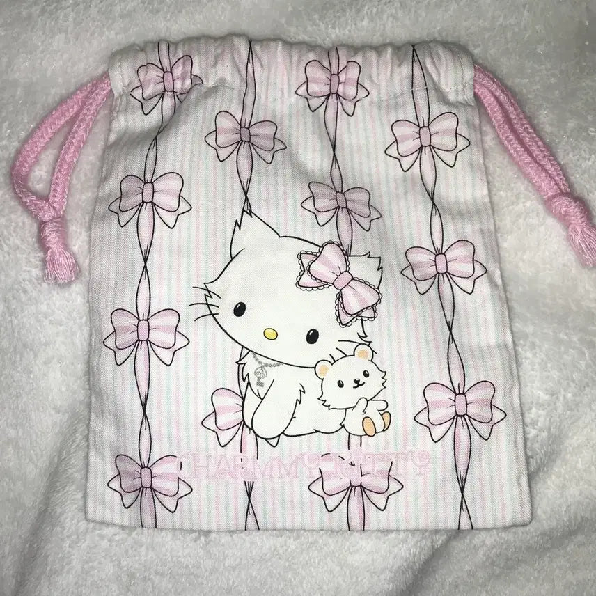 [BUNJANG] Sanrio Charmmy Kitty Ribbon Pouch / 챠미키티 리본 고전 챠미 산리오 파우치 조리개