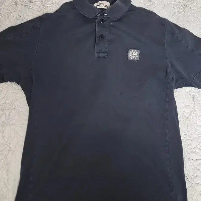 [BUNJANG] Stone Island Navy Collar T-Shirt / 스톤아일랜드 반팔 카라티 네이비