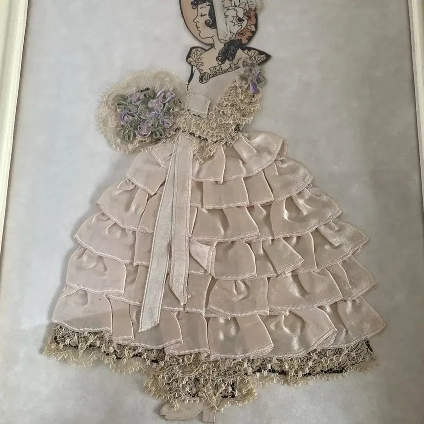 [BUNJANG] Crinoline Lady Pink Dress Ribbon Art Frame / 영국 크리놀린 레이디 핑크 드레스 리본아트 프레임.